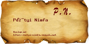 Pétyi Nimfa névjegykártya